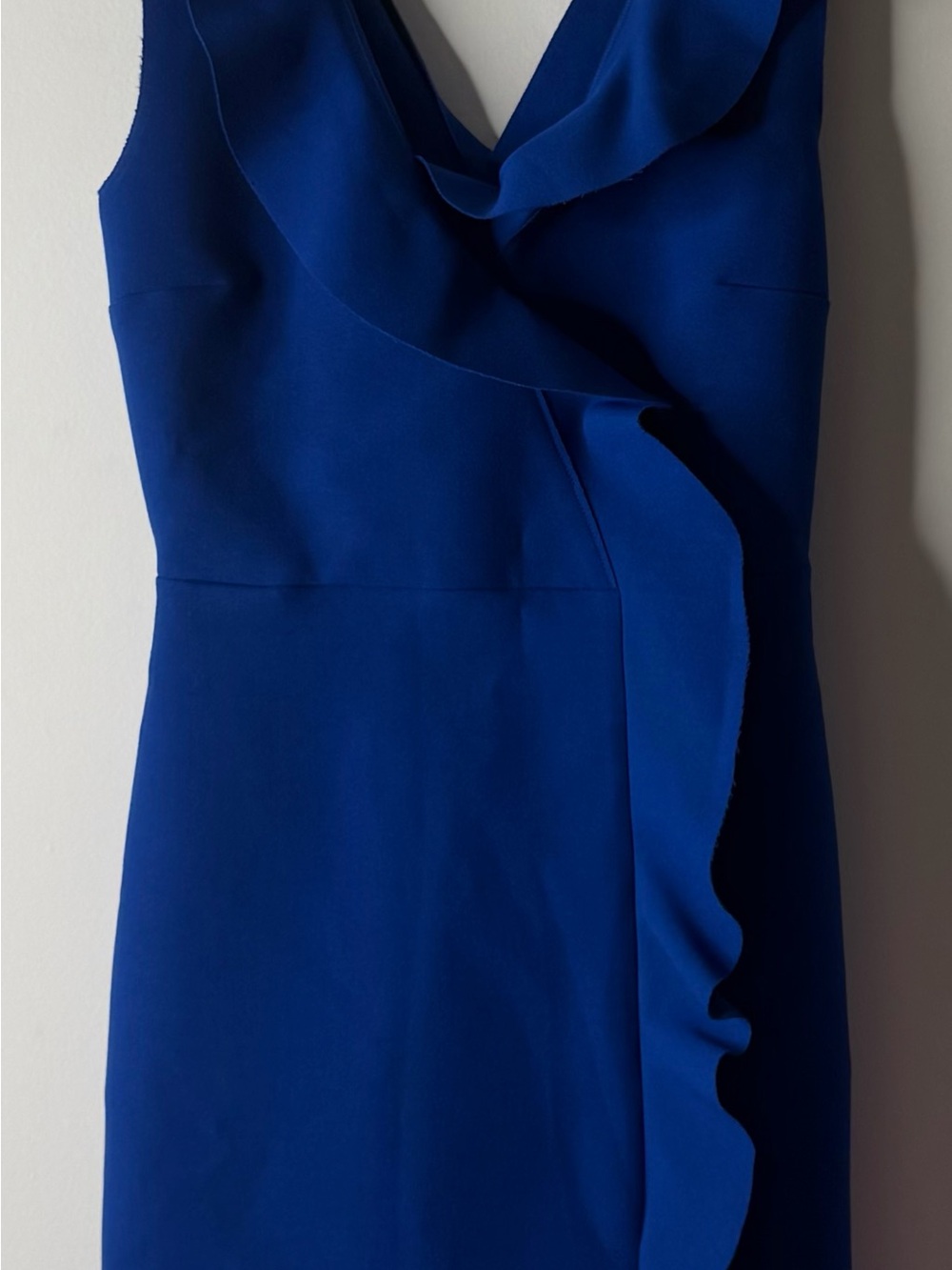 MSGM One-Shoulder Cobalt Ruffle Dress